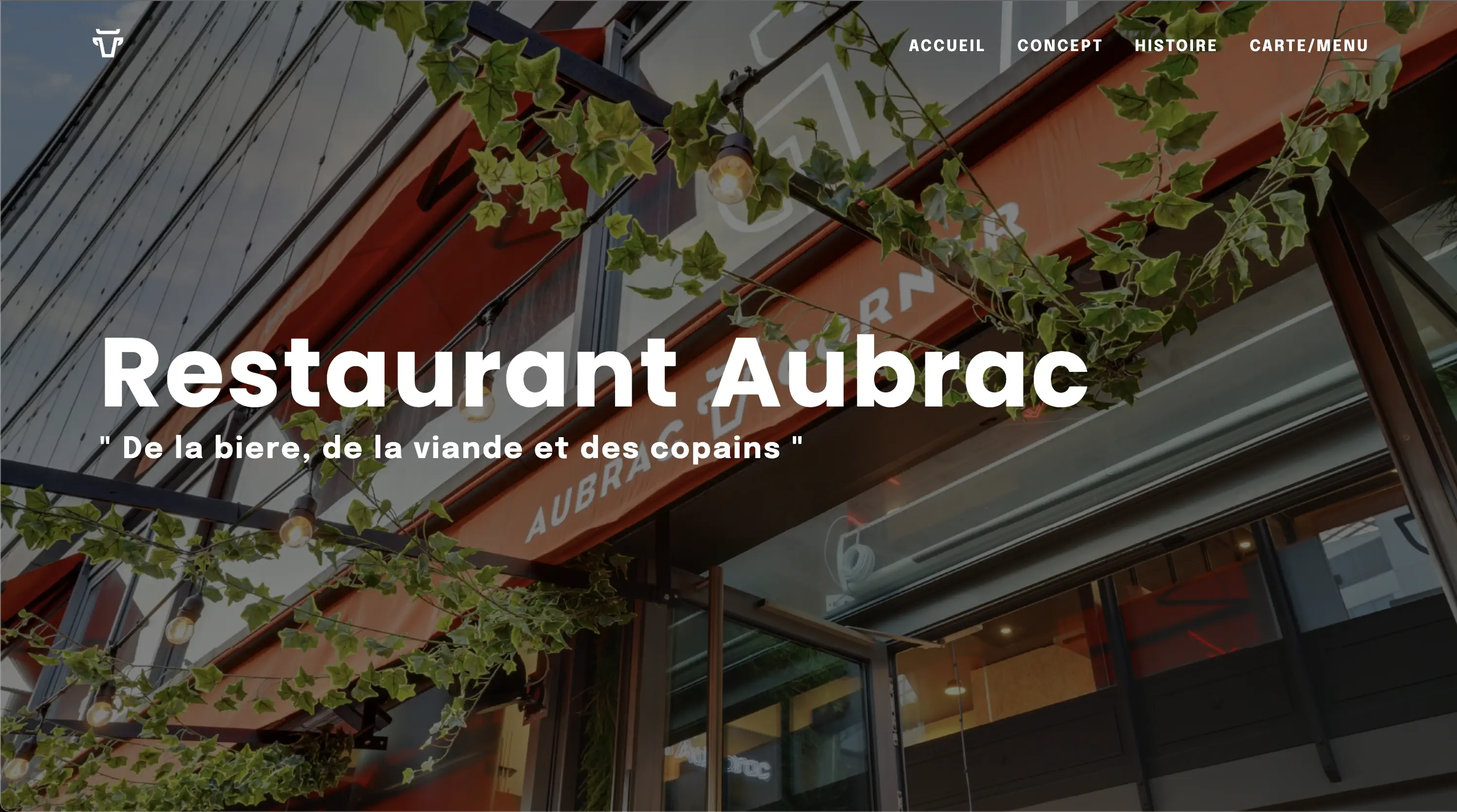 Aperçu du projet Aubrac, site vitrine pour un restaurant