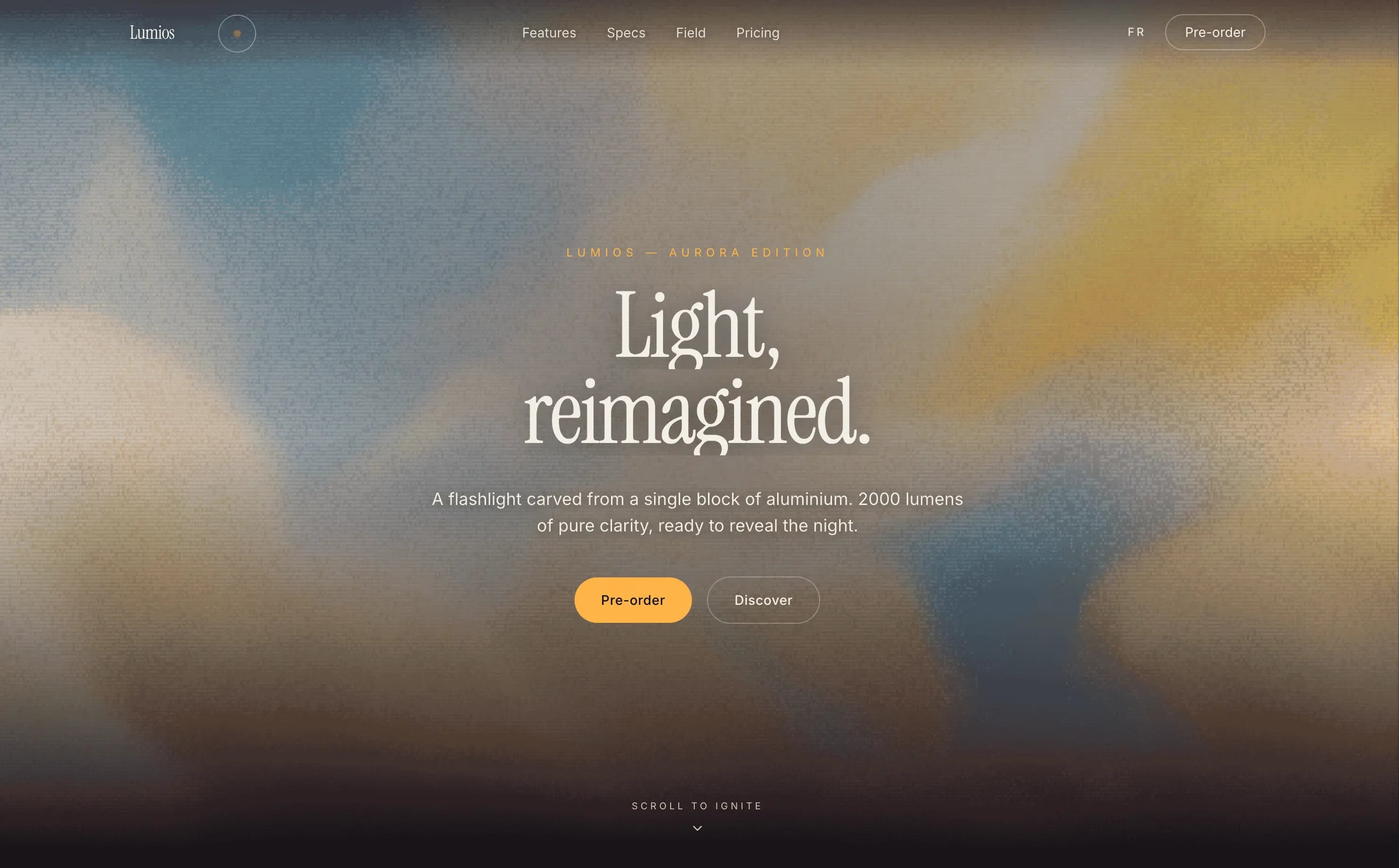 Aperçu du projet Lumios, site vitrine pour une lampe torche